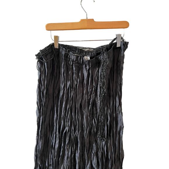 Y2K Villager Liz Claiborne Gypsy Crinkle Maxi Skirt Black 16 - Picture 2 of 8